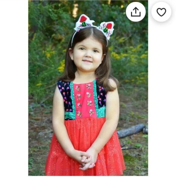 Matilda Jane CAROLING AWAY Top 2 Girls Sparkle Red Tulle Velour Make Believe 2 a - Picture 6 of 8